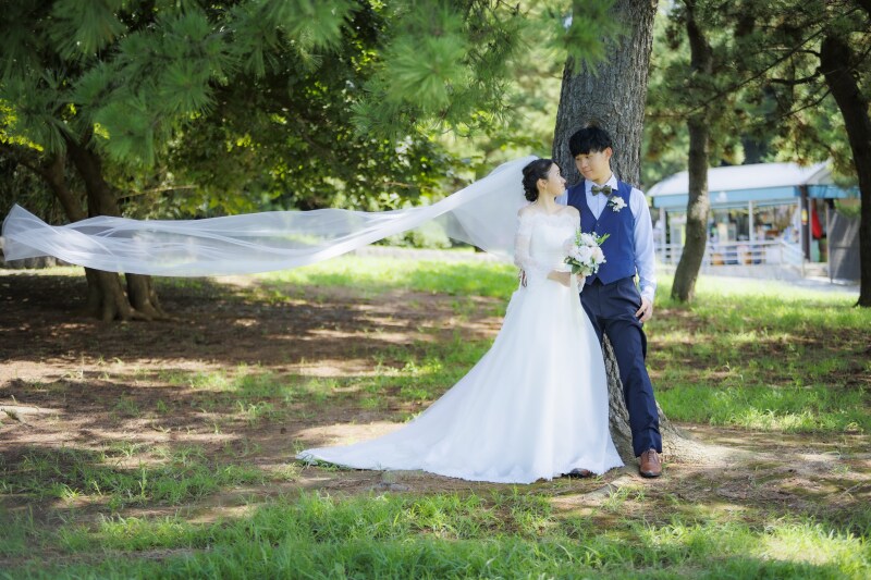 ひまわり畑と木漏れ日と。夏の終わりに残す、緑あふれる公園前撮り