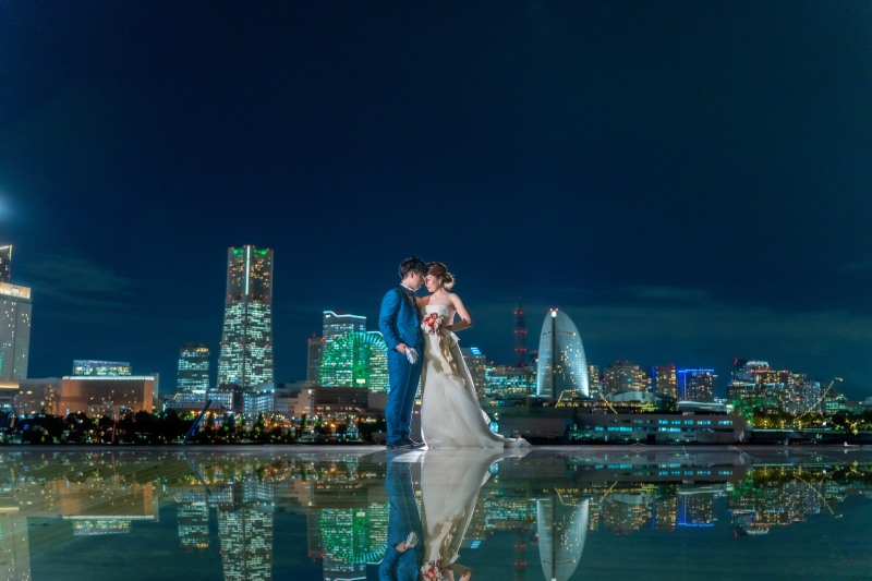 【初夏の横浜前撮り】青空の庭園から海、夜景まで