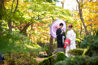金沢の紅葉も少しずつ始まってきました。兼六園の雪つりもスタート！