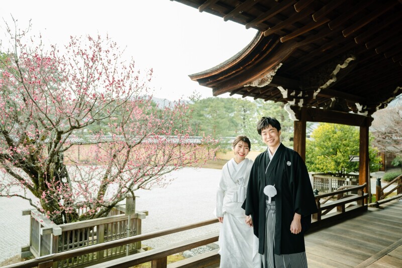 梅の大覚寺で和装前撮り