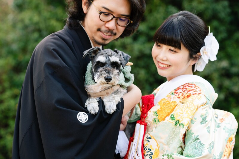 八坂の塔付近ロケでワンちゃんと