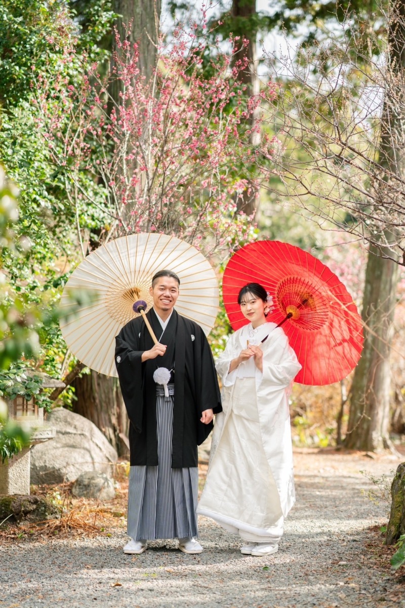 梅の神社で前撮り