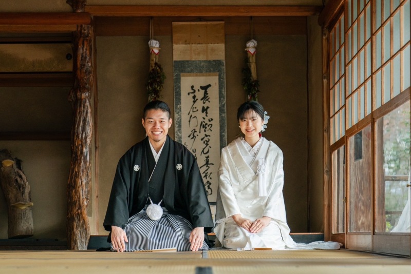 梅の神社で前撮り