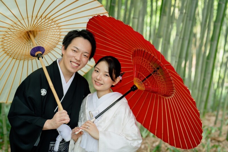 涼しいい感じの竹林で前撮り