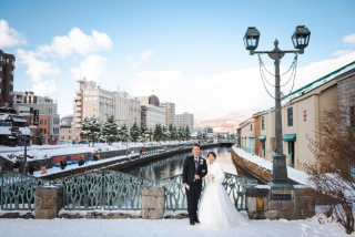 小樽運河で雪のプチロケ♪