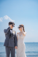 稲毛海浜公園で青い海と空と撮影