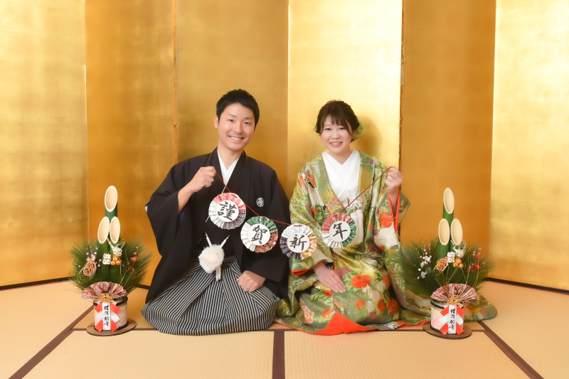 金屏風での正座写真はプラン内です♡