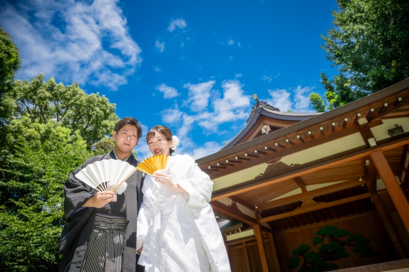 青空の下での神社撮影☆