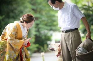 ワンちゃんと一緒に撮影♡