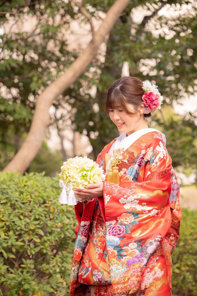 ≪衣装紹介≫赤×お花の王道色打掛No.18♡