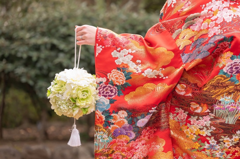 ≪衣装紹介≫赤×お花の王道色打掛No.18♡