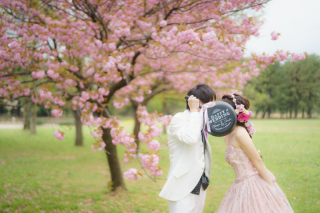 満開のお花の中でフォトウェディング♡