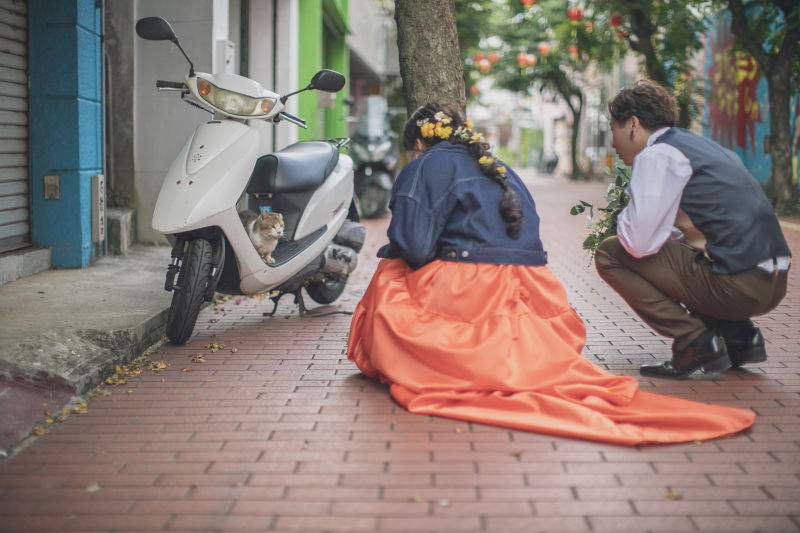 ドレス×デニムでカジュアルフォトウェディング