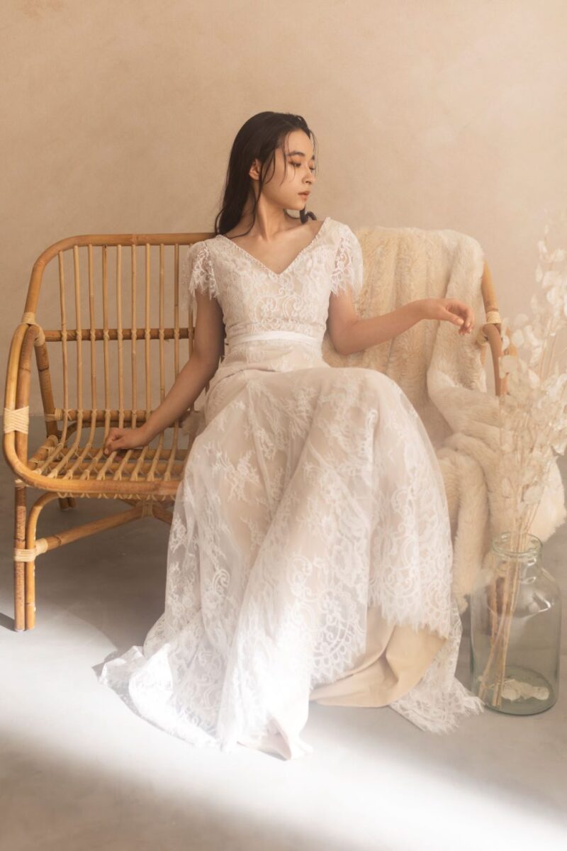 美しく綺麗なウェディングドレス姿を写真に残すためのポージング・空間