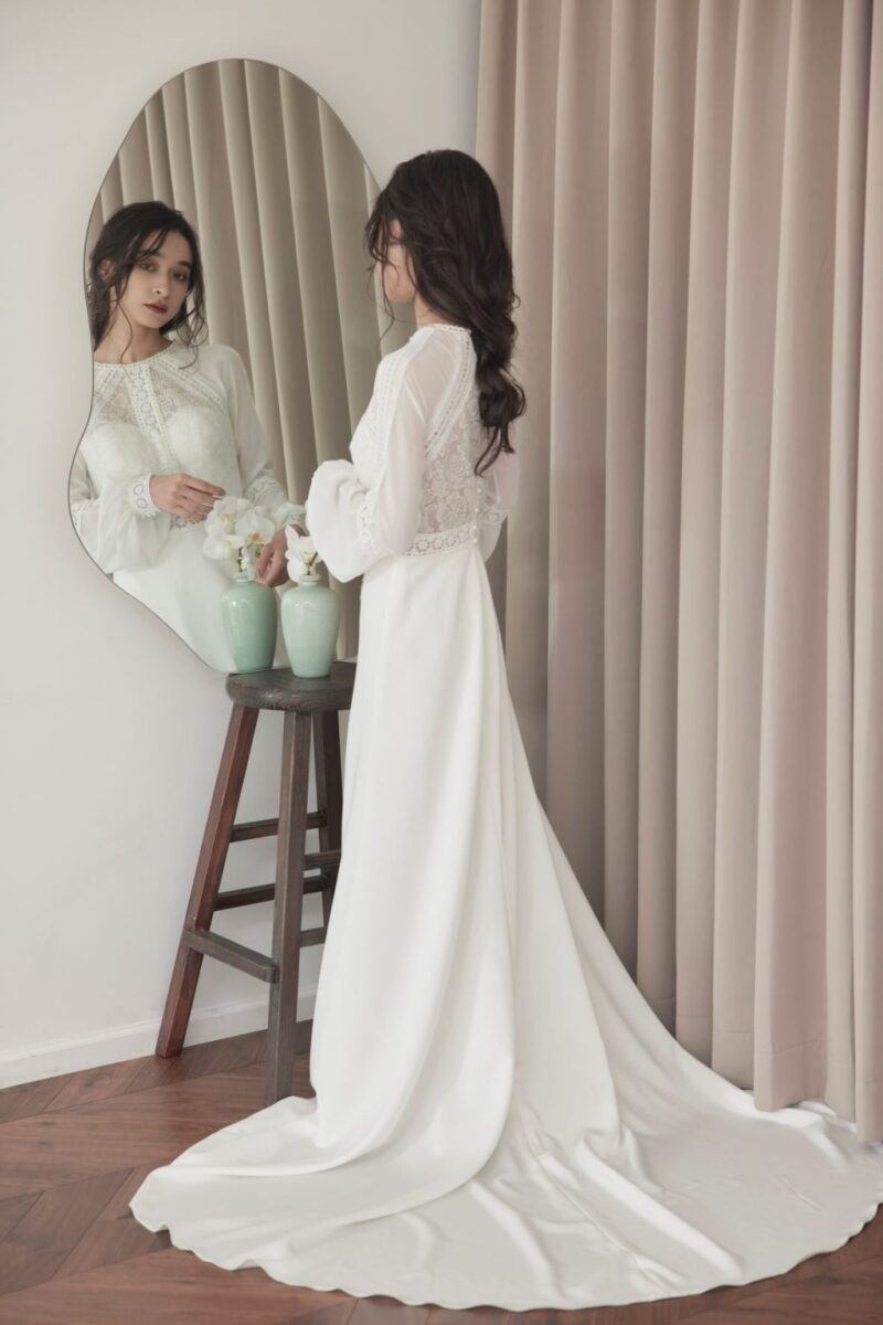 美しく綺麗なウェディングドレス姿を写真に残すためのポージング・空間