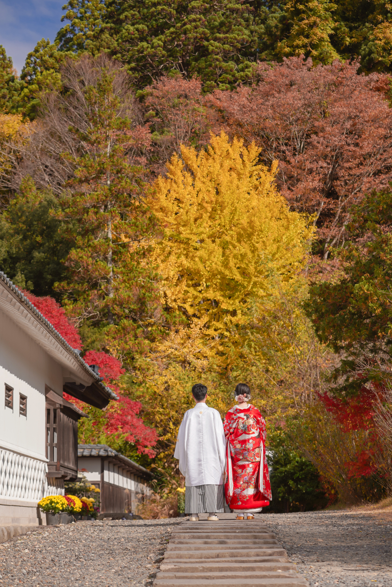 秋の紅葉ウェディングフォトin会津武家屋敷