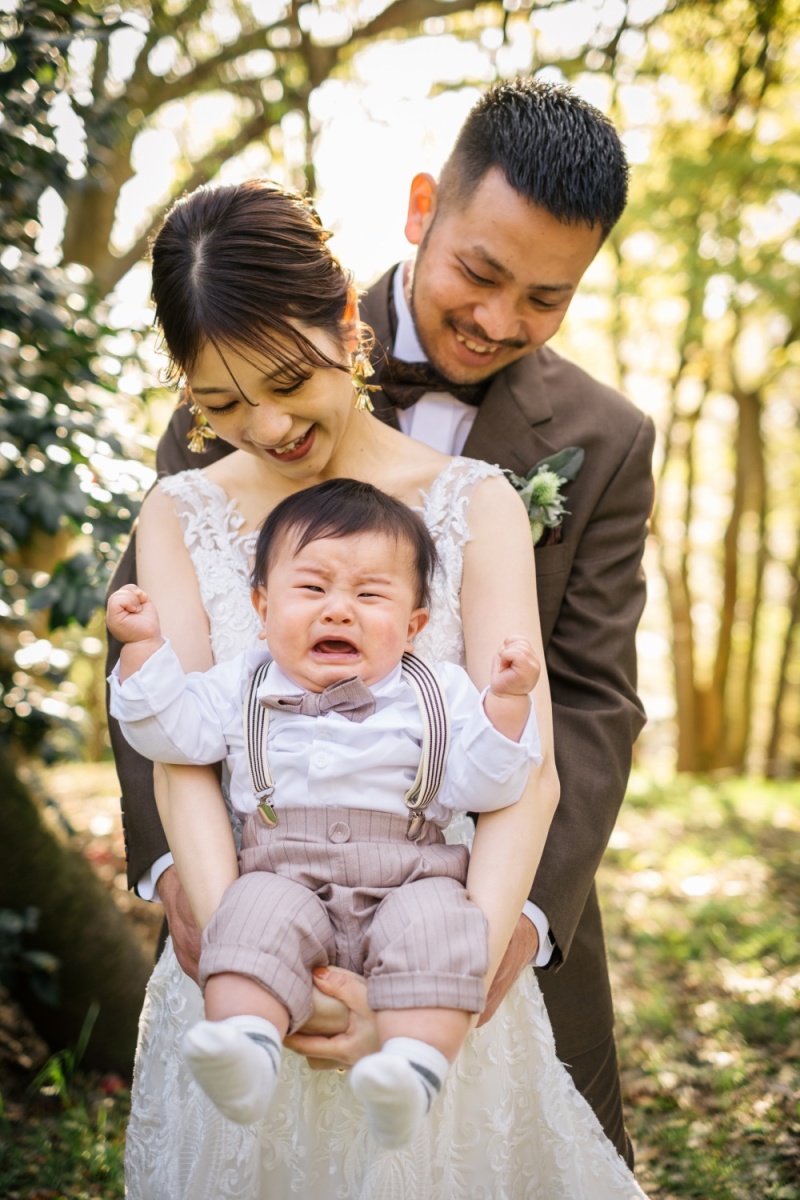 家族3人で仲良くウェディング撮影