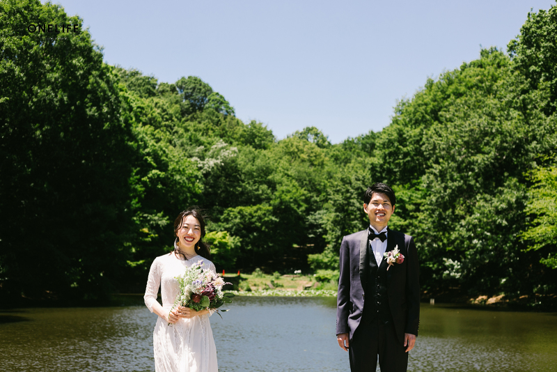 【洋装 wedding】さわやかグリーン。 in 都筑中央公園