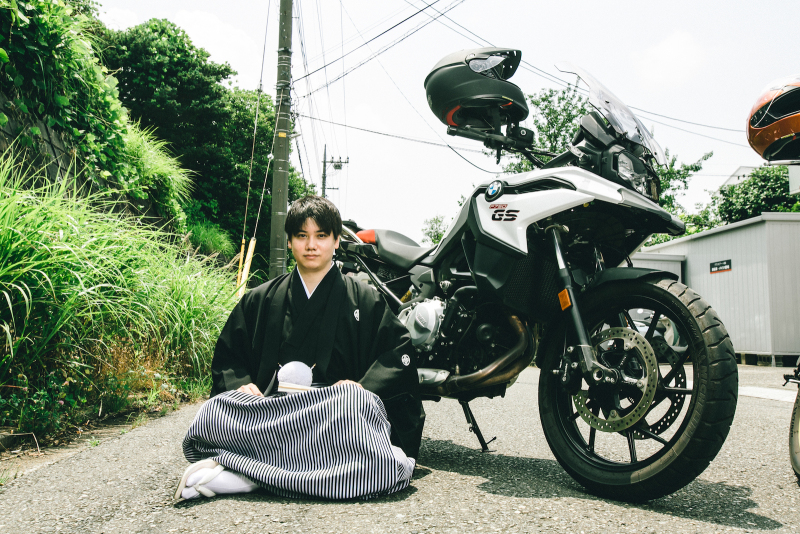 バイク+和装+妙本寺!