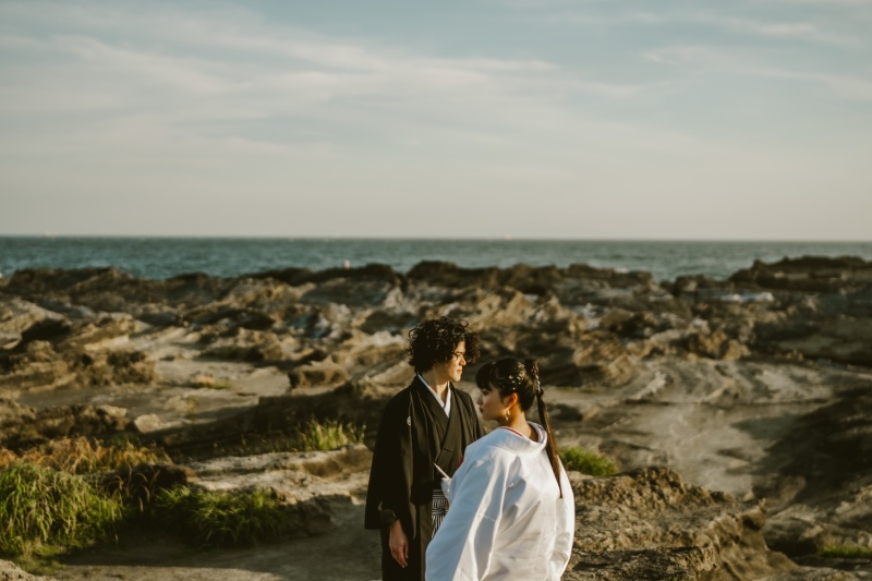 和装で撮る城ヶ島