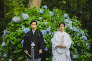 紫陽花と一緒に