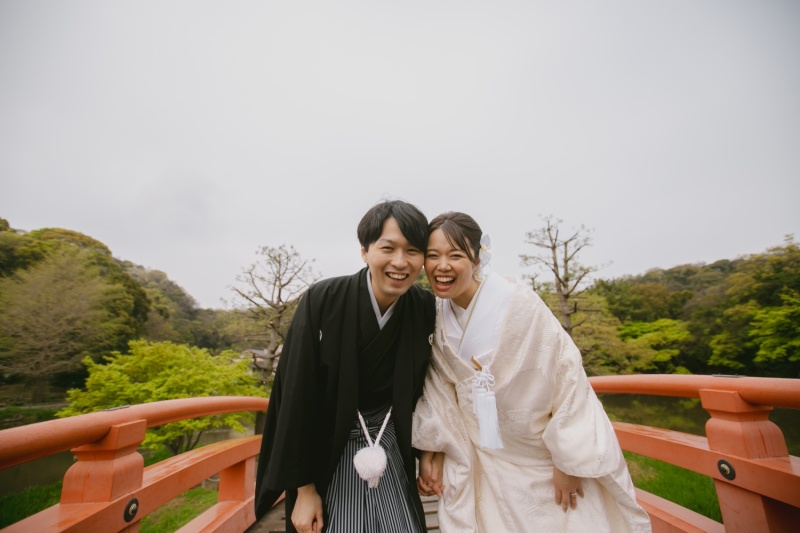 寺院にてしっとりと撮影を