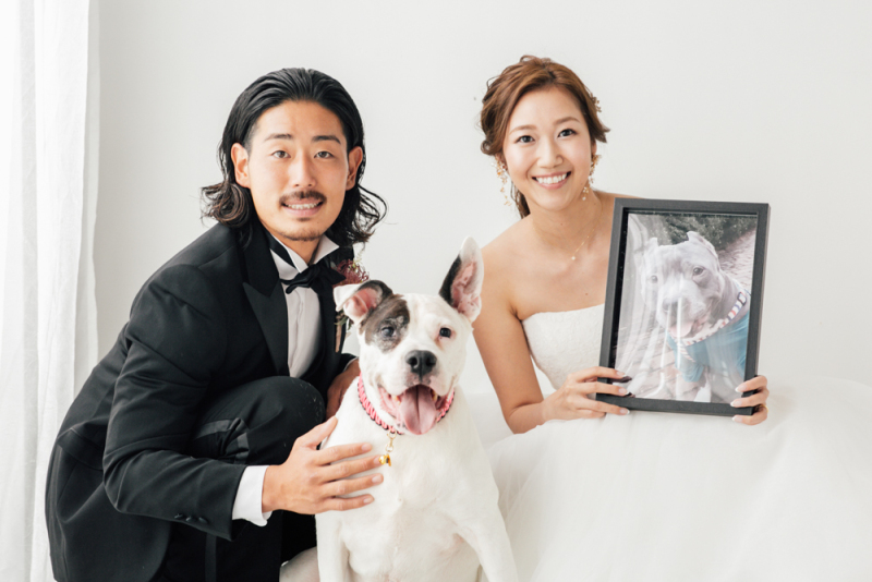 家族でスタジオ結婚写真を。