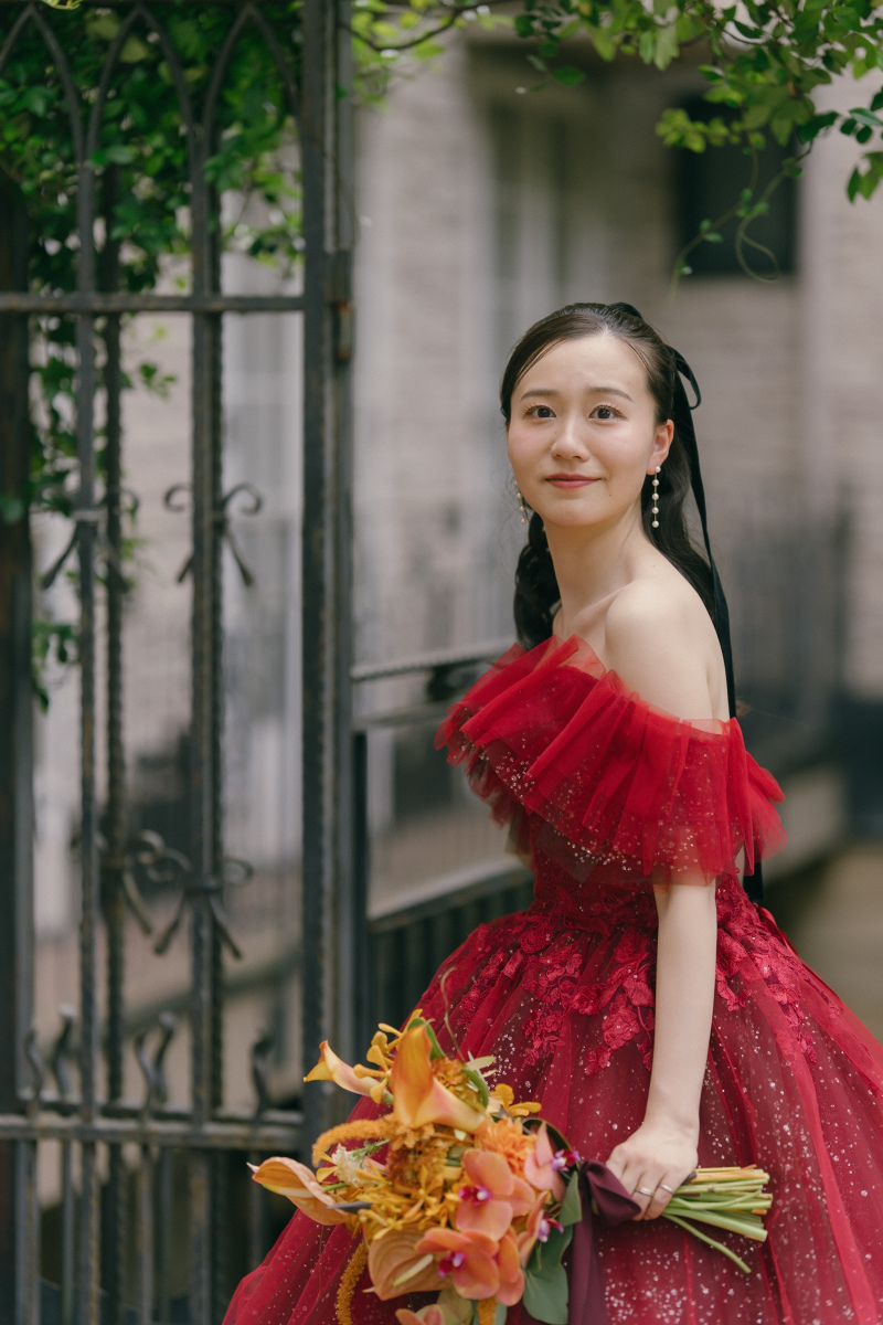 カラードレス&times;生花ブーケ