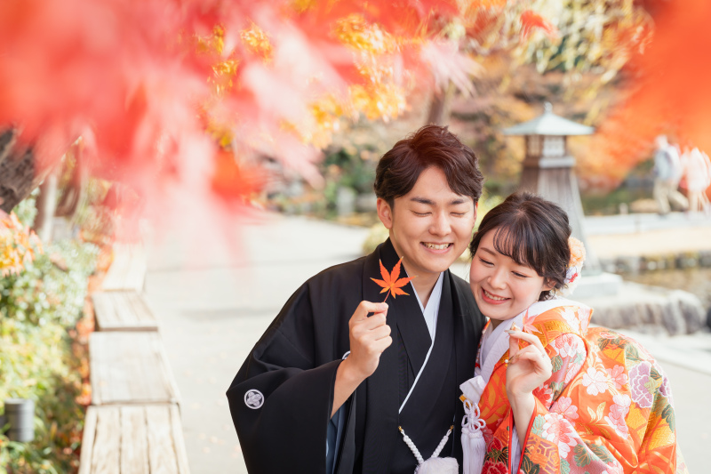 紅葉と和装撮影