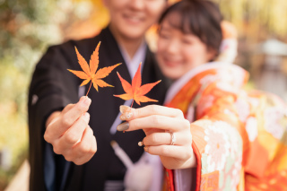 紅葉と和装撮影