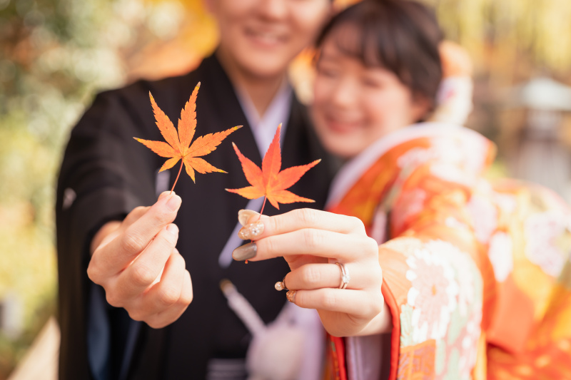 紅葉と和装撮影