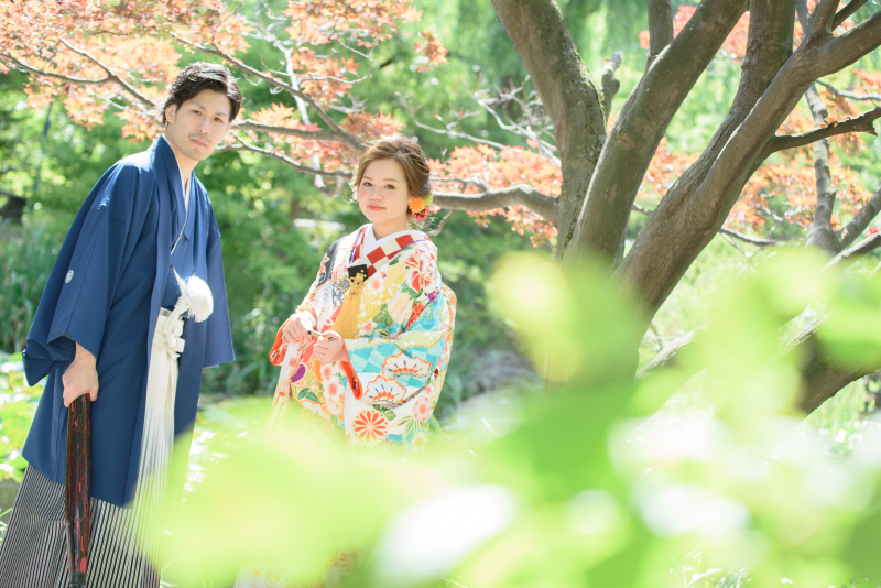 春まち緑が芽吹く頃のフォトウェデイング和装フォト