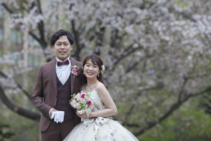 モエレ沼公園と桜、さくら、サクラウェデイングフォト