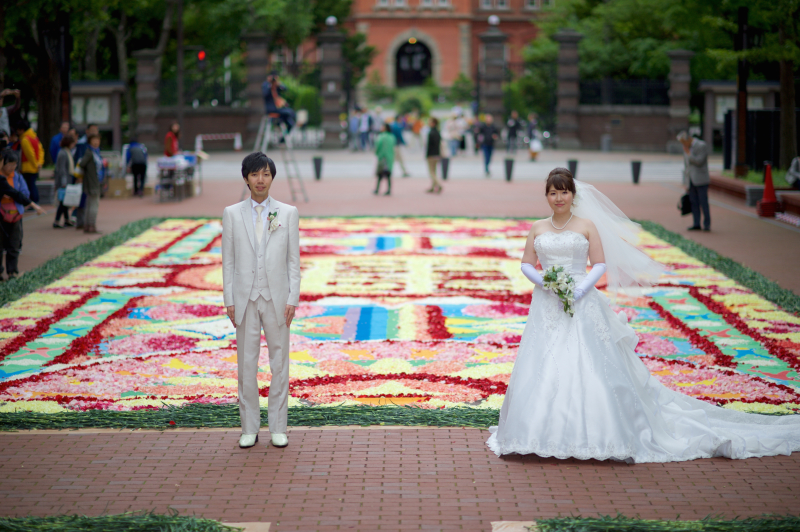 子供と一緒に結婚写真