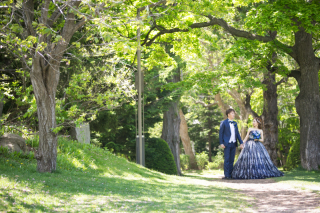 緑の頃中島公園でドレスでフォトウェデイング