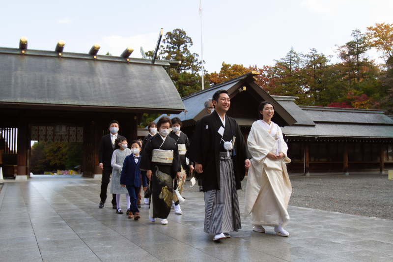 オトナフォト北海道神宮挙式の挙式写真と神宮の杜ロケーションフォト