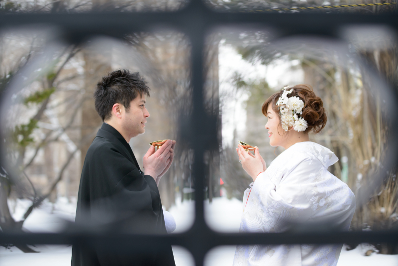 真っ白い雪とチャペル!和装を楽しむその2