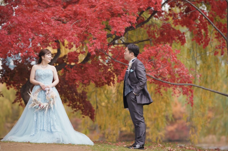 秋の紅葉と光のチャペル