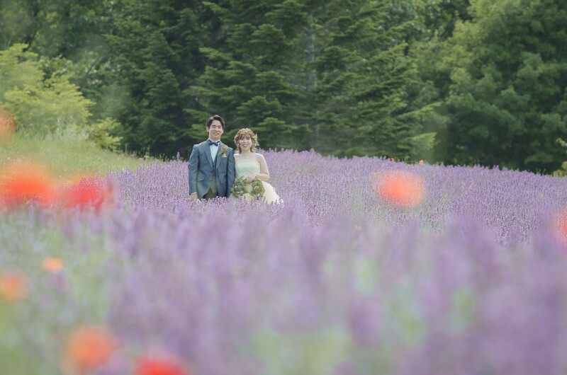 夏の光のチャペルと滝野すずらん公園のお花畑 2