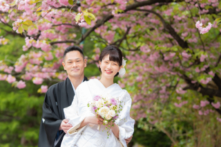 桜、さくら、サクラウェデイングフォト札幌ワンちゃんと一緒に
