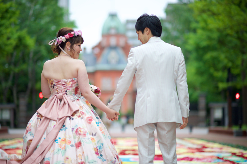 子供と一緒に結婚写真