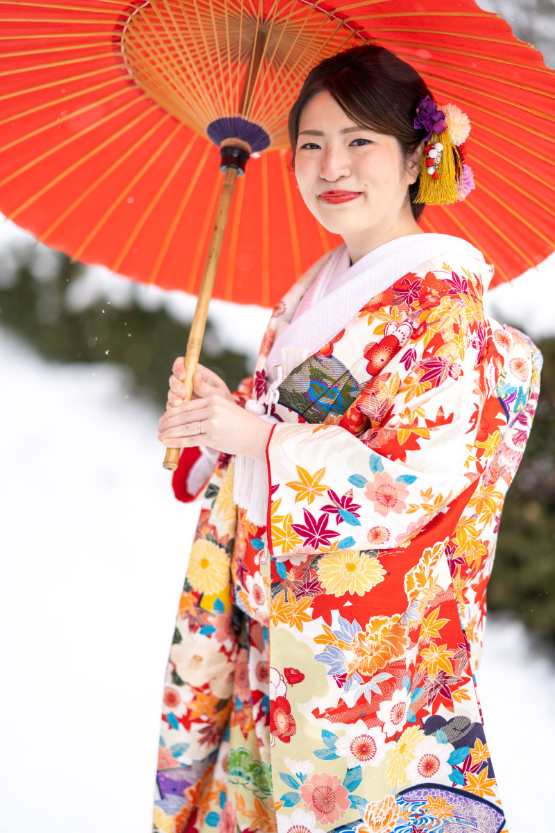 雪の中島公園とモエレ沼公園、赤レンガテラス衣裳3点こんな感じ その1