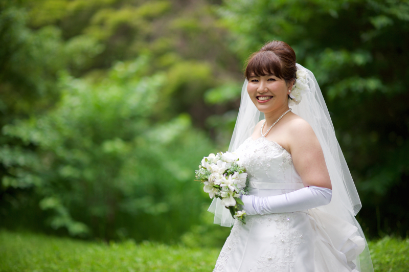 子供と一緒に結婚写真