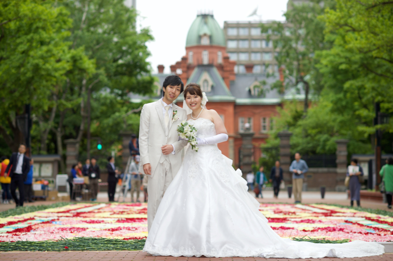 子供と一緒に結婚写真