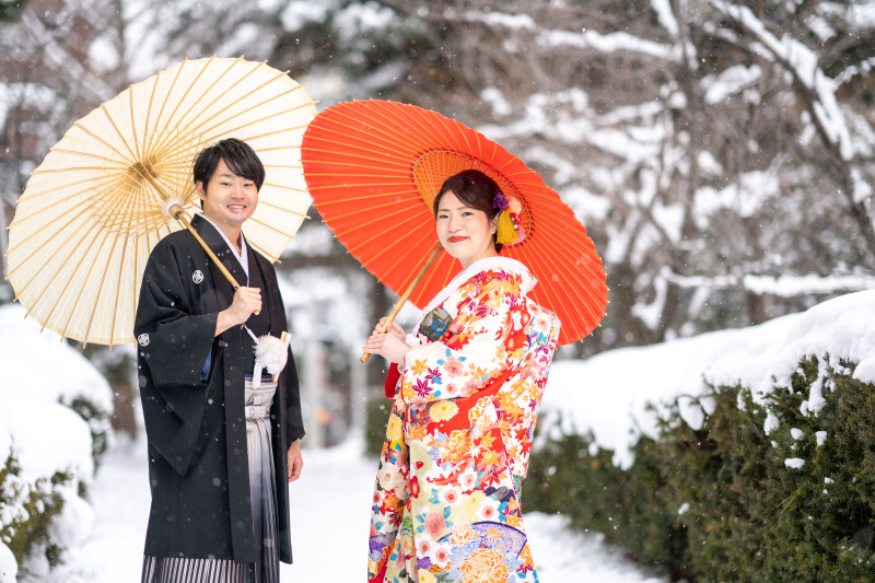 雪の中島公園とモエレ沼公園、赤レンガテラス衣裳3点こんな感じ その1