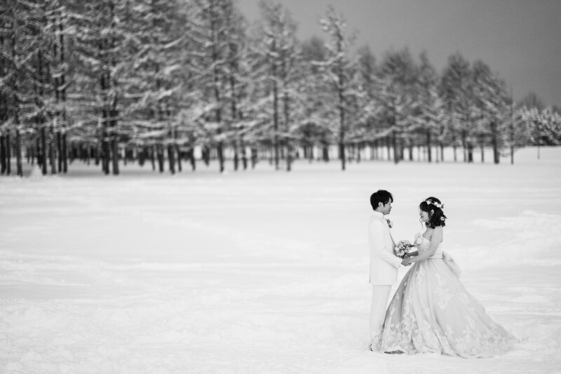 雪の中島公園とモエレ沼公園、赤レンガテラス衣裳3点こんな感じ その1