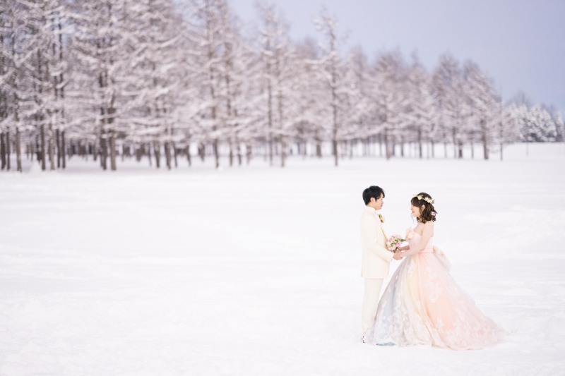 雪の中島公園とモエレ沼公園、赤レンガテラス衣裳3点こんな感じ その1