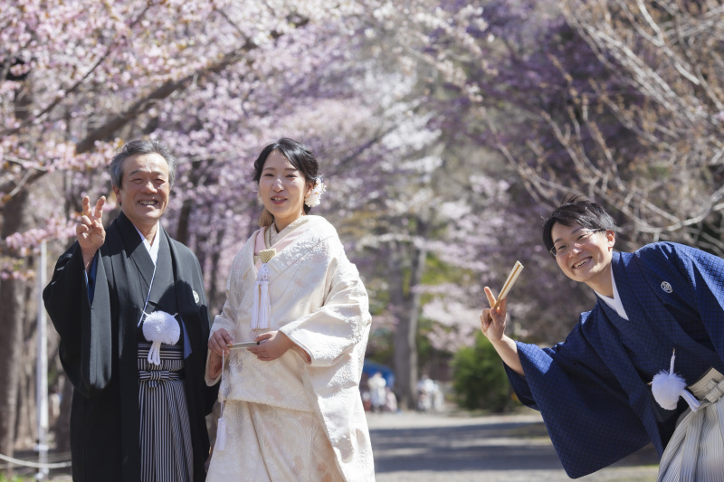 北海道神宮挙式とさくら、サクラ、桜でフォトウェデイング