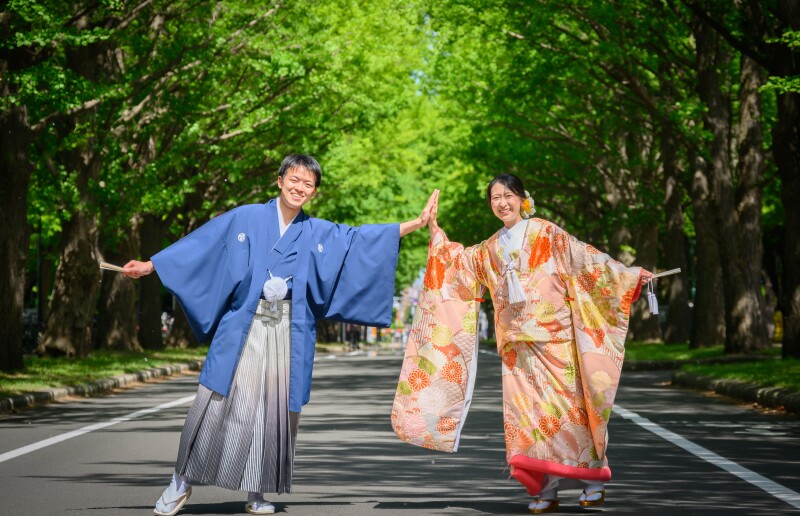 緑の頃色内掛けで学び舎の場で