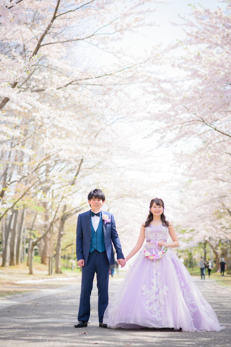 チャペルとさくら、サクラ、桜フォトウェディング